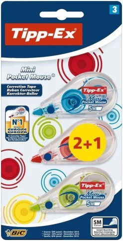 Bic Tipp-Ex Mini Pocket Mouse Fashion 2+1 Gratis - Blister - Correctietape 6m
