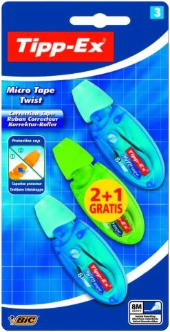 Bic Tipp-Ex Micro Tape Twist Correctietape 8 M - 2+1 Gratis - Blister