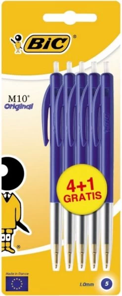 Bic M10 Balpen Medium Original Blauw 4+1 Gratis
