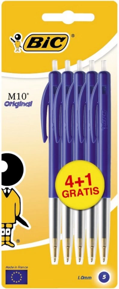 Bic M10 Balpen Medium Original Blauw 4+1 Gratis 1 Bic M10 Balpen Medium Original Blauw 4+1 Gratis