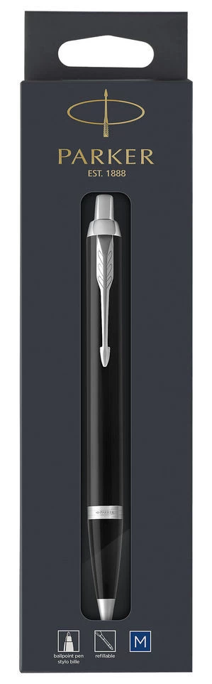 Parker® Parker Balpen IM - M Black Lacquer - Blauw Schrijvend 1 Parker® Parker Balpen IM - M Black Lacquer - Blauw Schrijvend