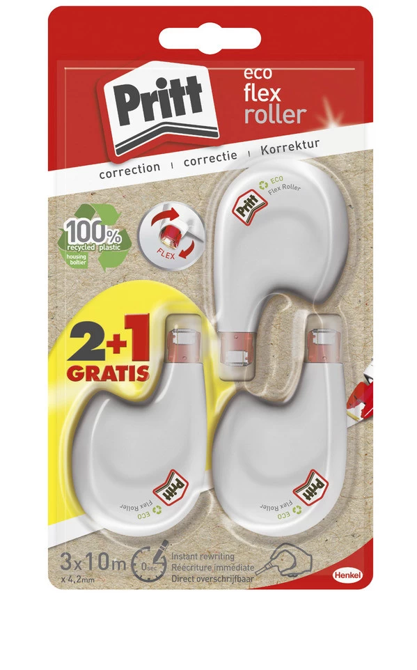 Pritt Correct-It Roller ECO Flex - 4.2mm X 10m - 2+1 Gratis - Blister 1 Pritt Correct-It Roller ECO Flex - 4.2mm X 10m - 2+1 Gratis - Blister