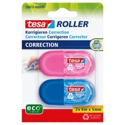 Tesa Correctieroller Mini Eco - 2stuks Blister - Roze + Blauw