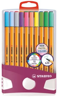 STABILO Point 88 Fineliner Pastelparade 20 Stuks - Lila-Wit - 0.4 Mm