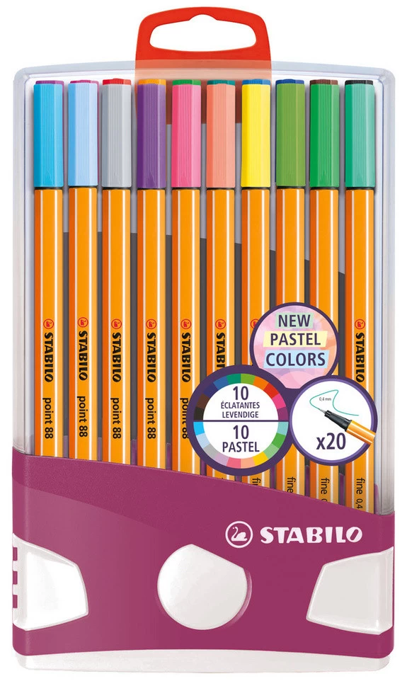 STABILO Point 88 Fineliner Pastelparade 20 Stuks - Lila-Wit - 0.4 Mm 1 STABILO Point 88 Fineliner Pastelparade 20 Stuks - Lila-Wit - 0.4 Mm
