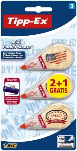 Bic Tipp-Ex Mini Pocket Mouse 2+1 Gratis Correctietape 6 M - Decor
