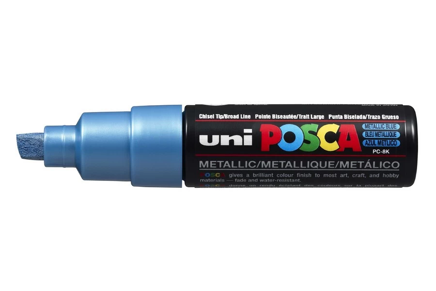 Posca Verfmarker 8 Mm Schuine Punt - Metallic Blauw 1 Posca Verfmarker 8 Mm Schuine Punt - Metallic Blauw