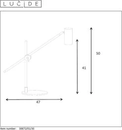 Lucide Philine Bureaulamp Zwart-Goud 1x5w GU10 -Kantoor Artikelen product 721052