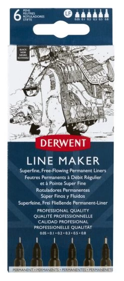 Derwent Line Maker Set Black 6 Stuks - 0.05/0.1/0.2/0.3/0.5/0.8 Mm