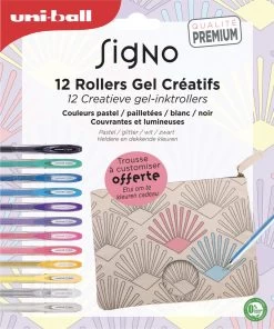 Uni-Ball Gelroller Signo Set 12 Stuks Pastel/Glitter/Wit/Zwart + Gratis Etui