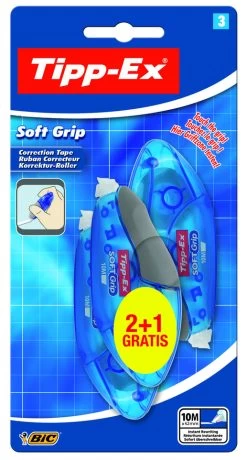Tipp-Ex Soft Grip 2+1 Gratis Blister - Correctietape 10m
