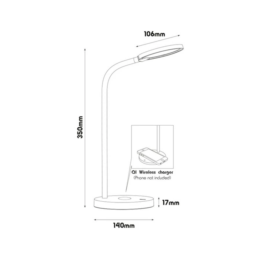 Fantasia Noni Bureaulamp Zwart Met QI-lader 2 Fantasia Noni Bureaulamp Zwart Met QI-lader - Afbeelding 2