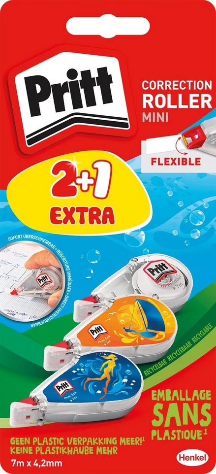 Pritt Correctie Roller Mini 4.2 Mm X 7 M 2+1 Gratis 1 Pritt Correctie Roller Mini 4.2 Mm X 7 M 2+1 Gratis