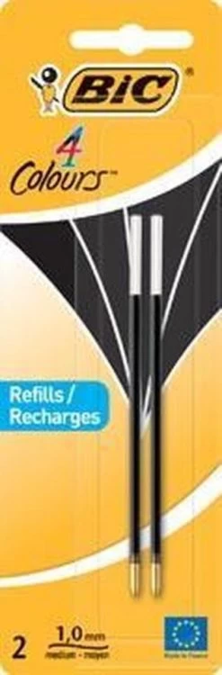 Bic Vulling 4 Colours Balpen Zwart Blister - 2 Stuks